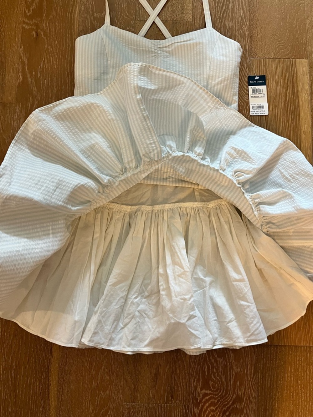 Ralph Lauren White Striped Ruffle Hem Sundress NWT - Picture 3 of 9